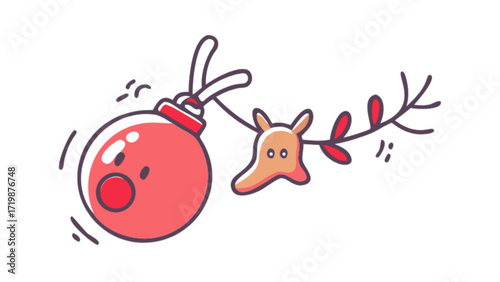 Vector christmas ornament with reindeer decoration holiday season festive design illustration art