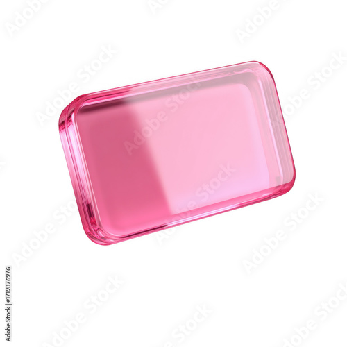 Glossy Pink Rectangle Floating in Air isolated [Transparent Background PNG].