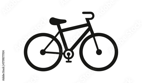Simple black silhouette of a bicycle on a white background