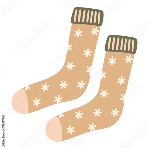 Cozy Socks illustration. Cute item. Vector.