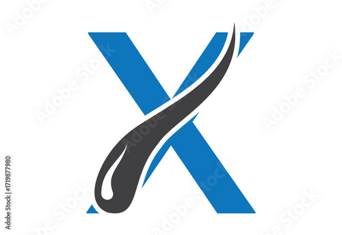 Intel latter X with hair treatment logo design concept