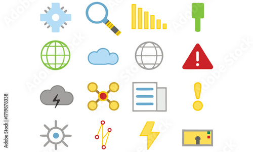 Technologie & Netzwerk Icons – Cloud, Daten, Internet & Sicherheit Symbole