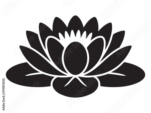 Elegant water lily silhouette isolated on white background for design projects