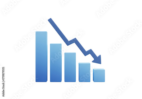 Free Download Falling bar graph with a downward arrow isolated on transparent background - GFXLoad