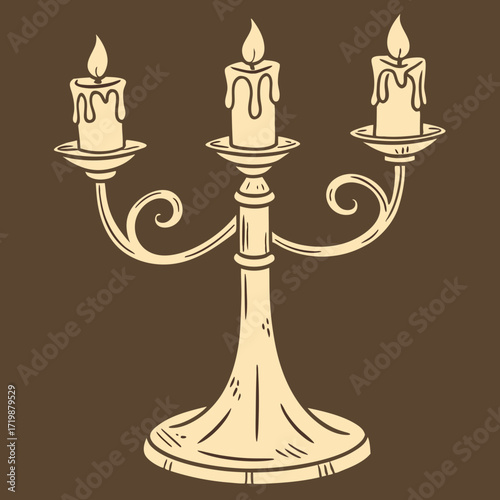 Elegant candelabra with glowing candles adds classic charm, perfect for vintage designs, creating warm ambiance, or adding a touch of historical flair