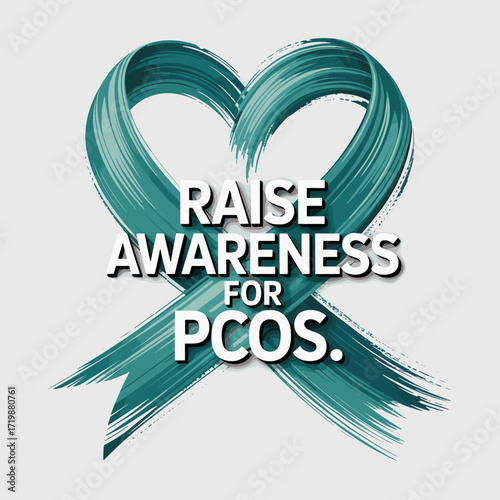 Raise Awareness for PCOS Teal Ribbon Heart Design
