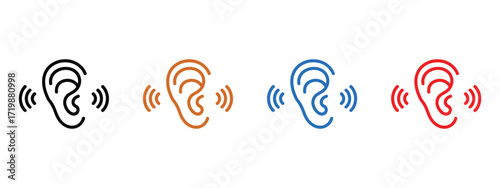 Hearing with ear icon vector. audiology, deafness and accessibility symbol. vector illustration.