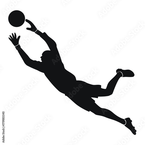 Soccer goalie diving save silhouette