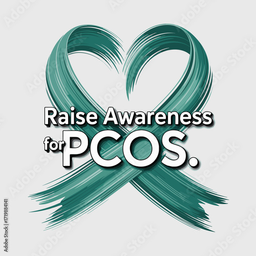 Raise Awareness for PCOS Teal Ribbon Heart Design