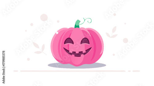 Pink pumpkin halloween illustration vector art design for fall autumn season holiday decoration