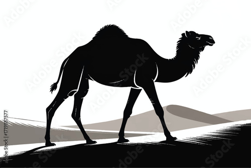 Camel Silhouette Vector — High-Quality Black Icon