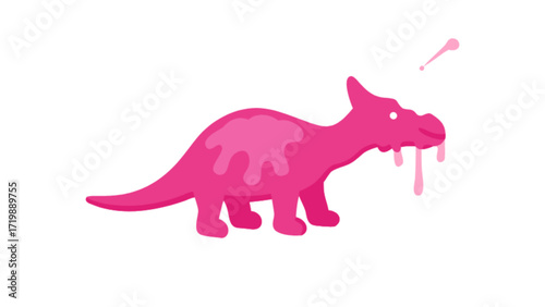 Pink dinosaur illustration vector art for kids room decor and cartoon character design and animation use