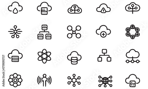 Cloud & Server Icons – Netzwerk, Daten, Internet & Sicherheit Symbole

