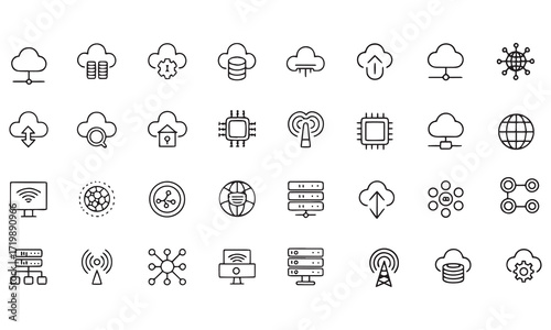 Cloud & Server Icons – Netzwerk, Daten, Internet & Sicherheit Symbole

