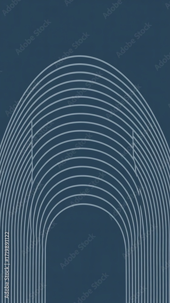 Fototapeta premium Abstract illustration of light blue arches on a dark blue background minimal style