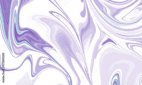 Soft liquid marble background in pastel purple and light blue. Elegant fluid art texture with white swirls for a gentle and clean design.