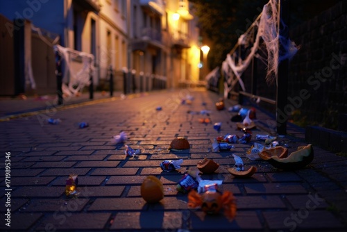 Halloween Night Aftermath Candy Street