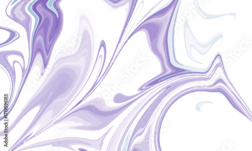 Soft liquid marble background in pastel purple and light blue. Elegant fluid art texture with white swirls for a gentle and clean design.