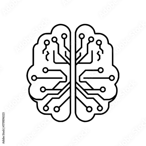 A stylized brain with circuit board elements representing artificial intelligence and neural networks is shown