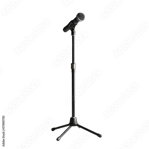 Full Length Microphone Floor Stand Realistic on Transparent Background