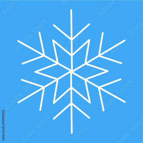 White snowflake icon on blue gradient background. Perfect winter symbol for Christmas, holiday designs and seasonal decorations