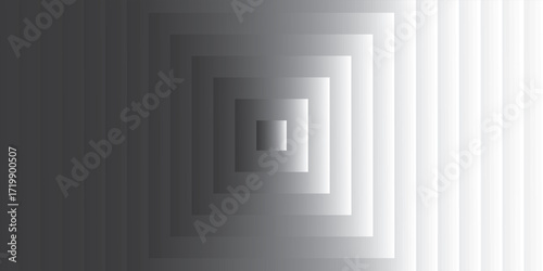 Grayscale Abstract Tunnel of Receding Squares Depth Illusion.
