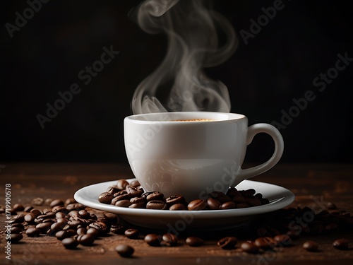 cup of coffee with beans