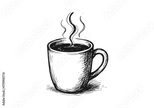 Black coffee hand drawn sketch vector illustration