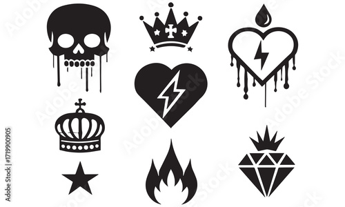 Graffiti & Urban Icons – Skull, Herz, Krone, Blitz & Street-Art Symbole