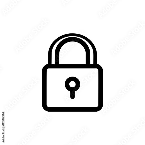 Illustration of a simple black padlock with a keyhole on a white background security concept design