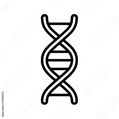 Isolated black outline of a dna double helix structure with horizontal lines on a white background view