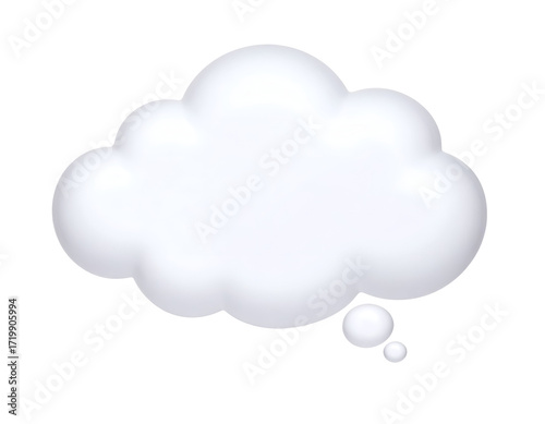 A fluffy white thought bubble floating against a transparent background, evoking creativity and imagination.