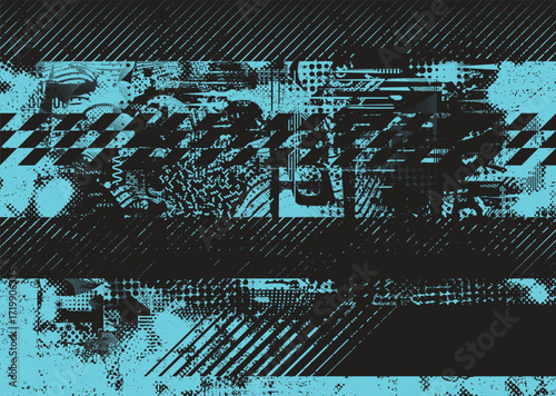 Glitch distorted geometric shape . Noise destroyed logo . Trendy cyber punk poster . Glitched frame .Grunge textured . Distressed effect .Vector shapes with a halftone dots screen print texture.