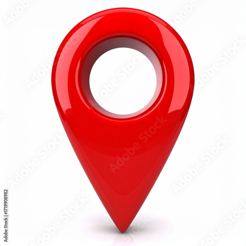 Free Download Single glossy red 3D map pin icon symbolizing a destination, GPS marker, or location. Isolated navigation symbol for digital mapping and travel concepts - GFXLoad