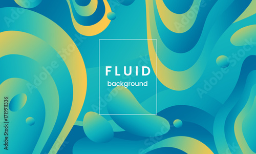 Modern fluid background with dynamic wavy shapes. Abstract vector illustration with teal and yellow gradients for a website landing page or banner.