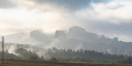 Mystischer Nebel in der Felsenwelt des Falkenstein und der Schrammsteine in der Sächsischen Schweiz 6