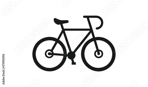 Simple black silhouette of a bicycle on a white background
