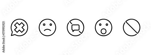 Negative Feedback and Error Notification Icons in Minimalist Style