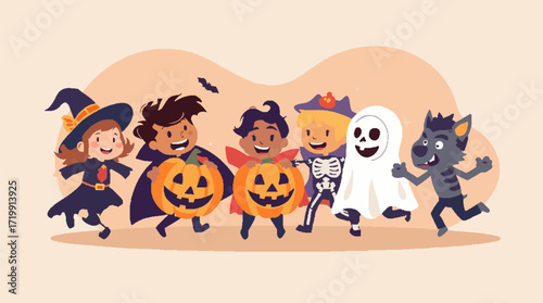 children wearing Halloween costumes