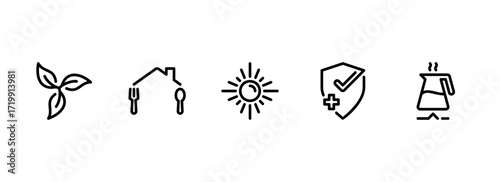 Health and Wellness Lifestyle Icons for Daily Routines
