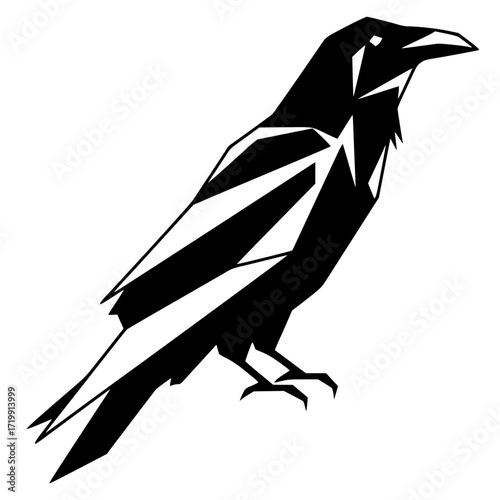 Raven digital art image vector Illustration