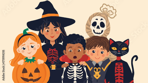 children wearing Halloween costumes