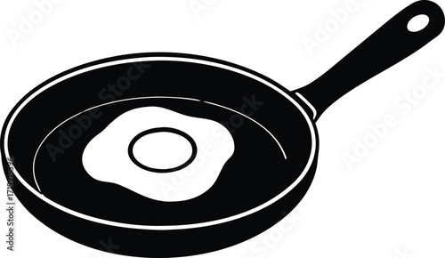Fried Egg in a Pan silhouette Vector Illustration