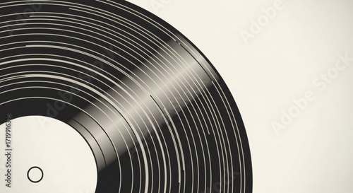 Closeup of a vinyl record showing grooves and texture, representing music, nostalgia, and vintage audio equipment