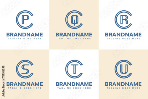 Letters CP CQ CR CS CT CU Logo Monogram Set, for PC QC RC SC TC UC initials