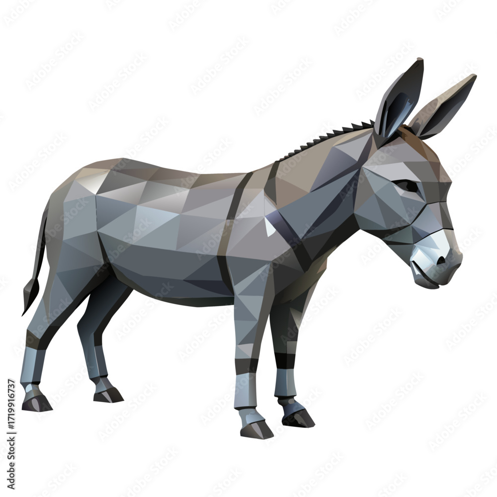 Obraz premium Donkey in geometric shapes in 3D