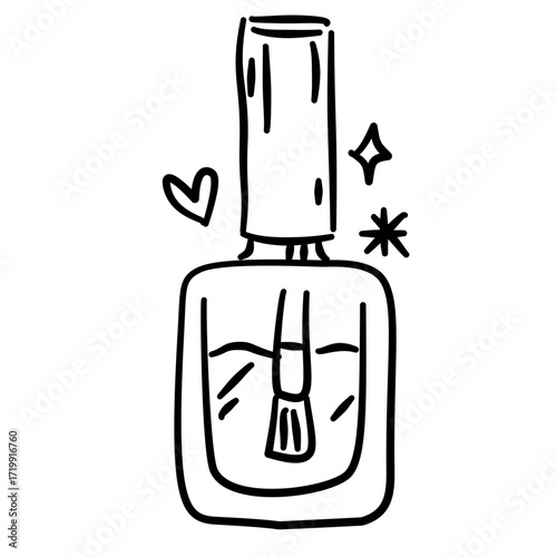 Nail polish bottle Elegant Line Art Illustration for Bachelorette Party Celebration Festive Drink Outline Drawing for Invitations Greeting Cards and Party Decor