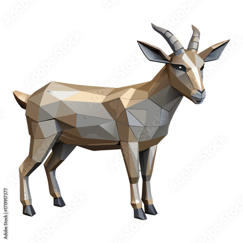 Goat in geometric shapes in 3D