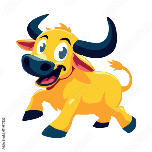 Energetic Yellow Bull Cartoon