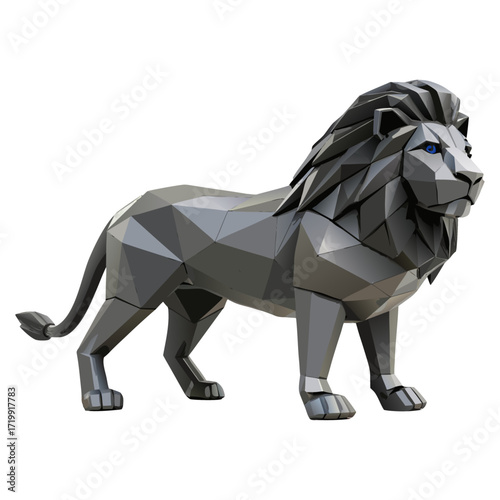 Lion in geometric shapes in 3D